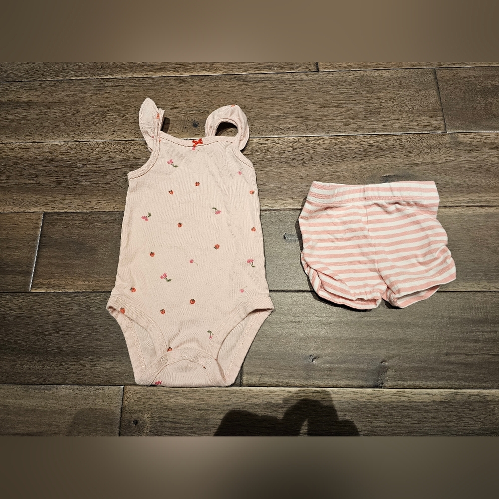 12M Carterβs Strawberry Tank & Rachel Zoe Pink Stripe Shorts Set